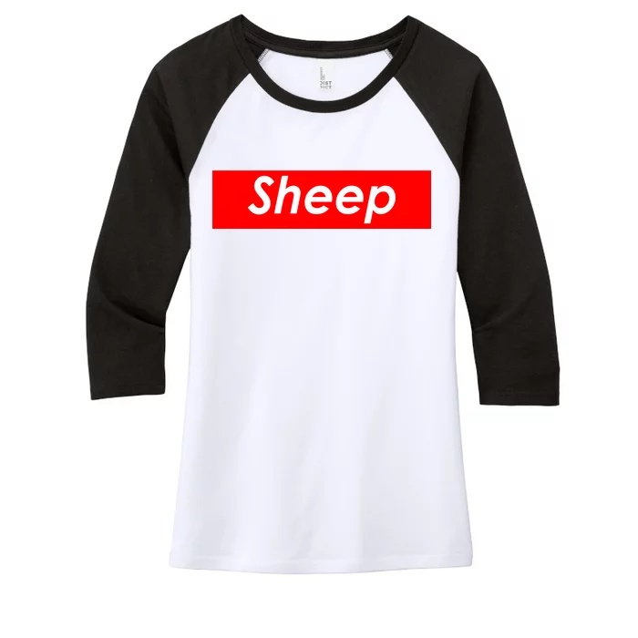 Sheep Red Box Logo Women's Tri-Blend 3/4-Sleeve Raglan Shirt