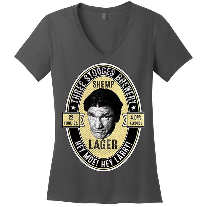 Shemp Lager Three Stooges Women's V-Neck T-Shirt