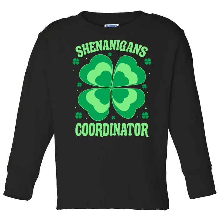 Shenanigan Coordinator Shamrock Clover Toddler Long Sleeve Shirt