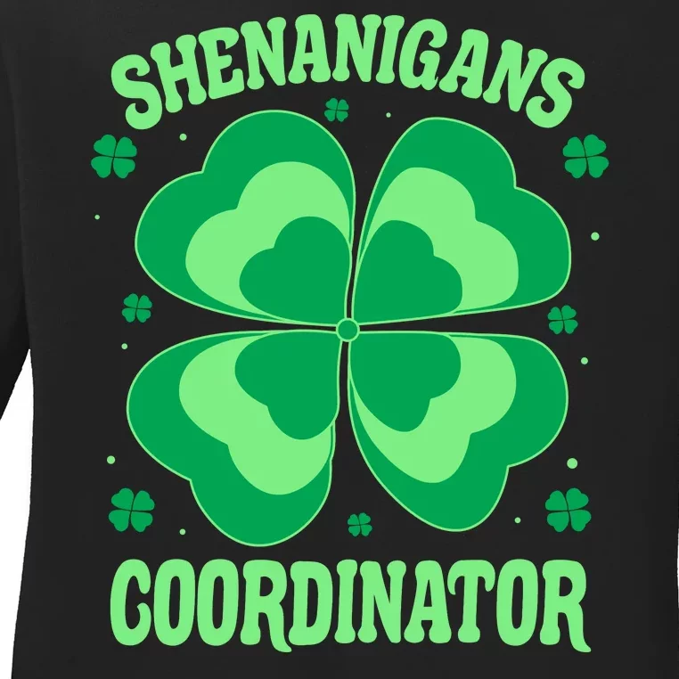 Shenanigan Coordinator Shamrock Clover Ladies Long Sleeve Shirt