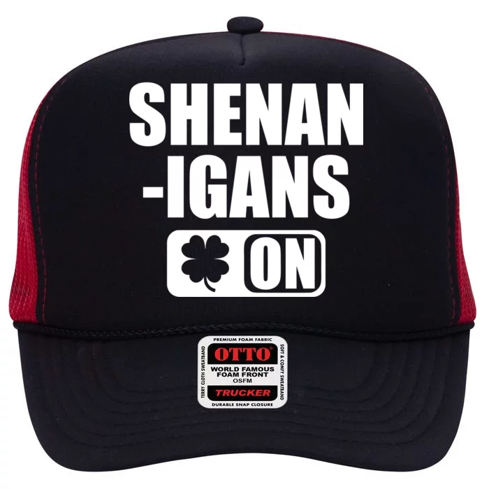 Shenanigans On Drink Mode St. Patrick's Day Clover High Crown Mesh Trucker Hat