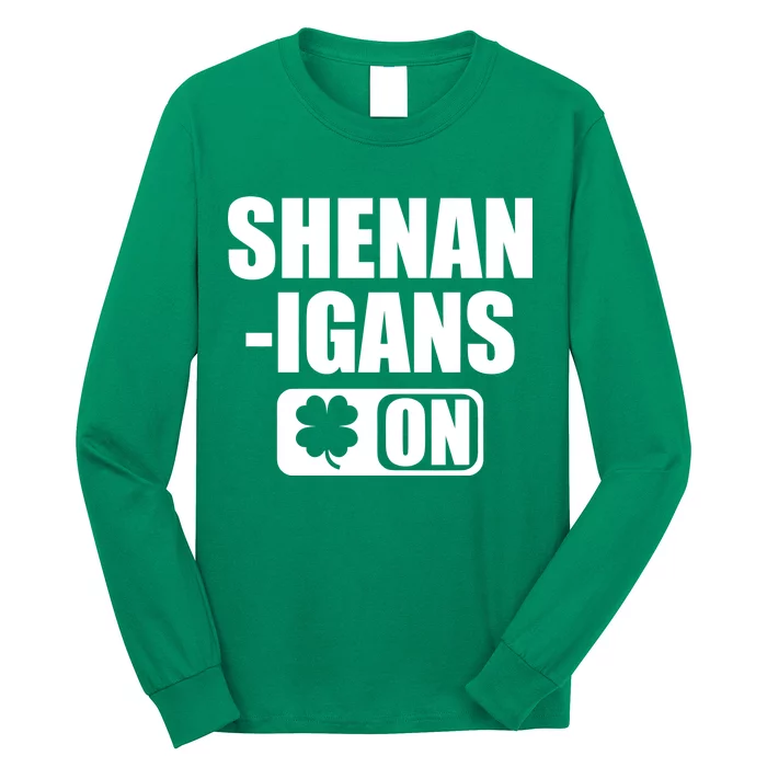 Shenanigans On Drink Mode St. Patrick's Day Clover Long Sleeve Shirt