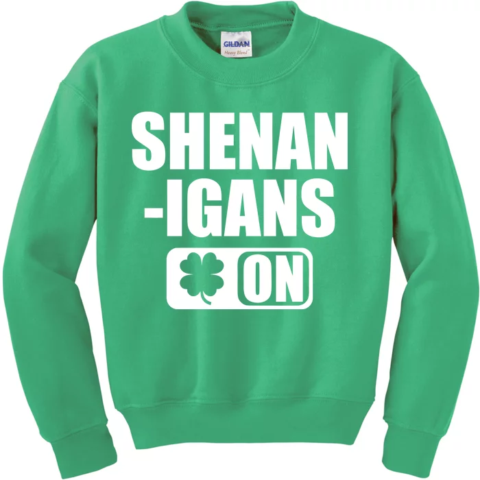 Shenanigans On Drink Mode St. Patrick's Day Clover Kids Sweatshirt