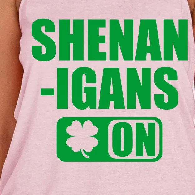 Shenanigans On Drink Mode St. Patrick's Day Clover Women's Knotted Racerback Tank