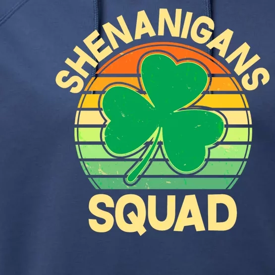 Shenanigans Squad Shamrock St Patricks Day Performance Fleece Hoodie