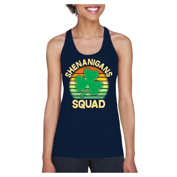 Shenanigans Squad Shamrock St Patricks Day Women's Racerback Tank