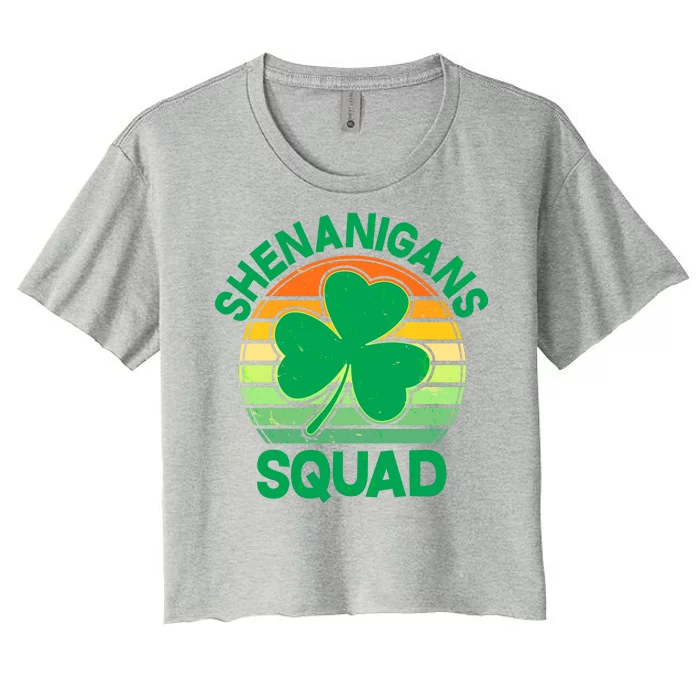 Shenanigans Squad Shamrock St Patricks Day Women's Crop Top Tee