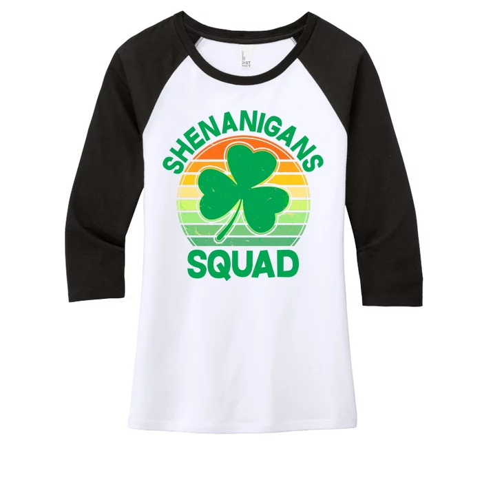 Shenanigans Squad Shamrock St Patricks Day Women's Tri-Blend 3/4-Sleeve Raglan Shirt