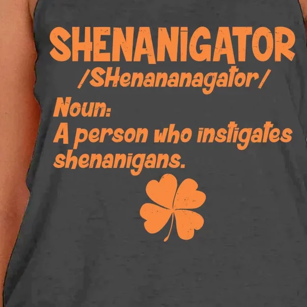 Shenanigator Definition Person Instigates Shenanigans Women's Knotted Racerback Tank