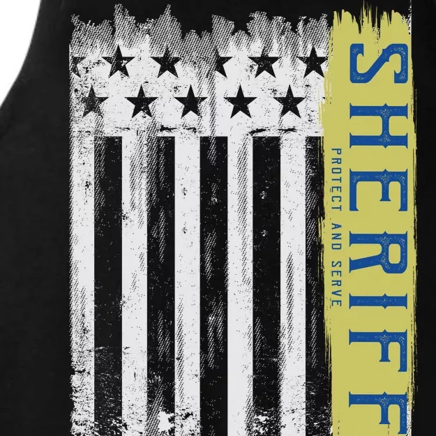 Sheriff American Flag Protect And Serve Ladies Tri-Blend Wicking Tank