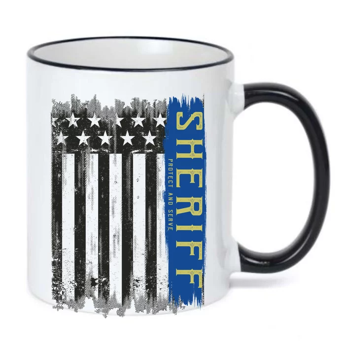 Sheriff American Flag Protect And Serve Black Color Changing Mug