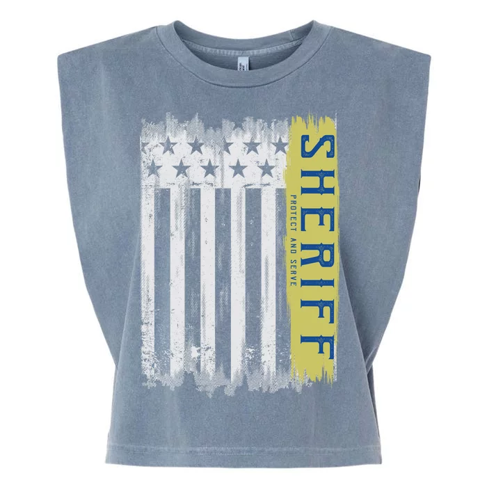 Sheriff American Flag Protect And Serve Garment-Dyed Women's Muscle Tee