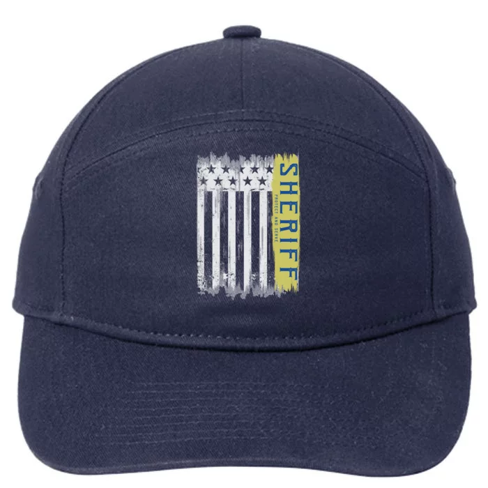 Sheriff American Flag Protect And Serve 7-Panel Snapback Hat