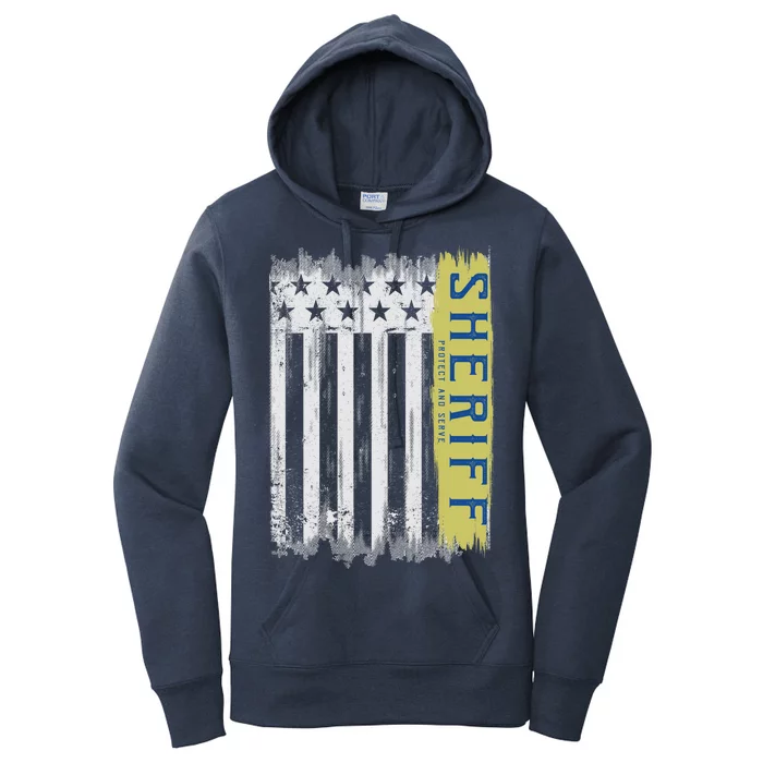 Sheriff American Flag Protect And Serve Women's Pullover Hoodie