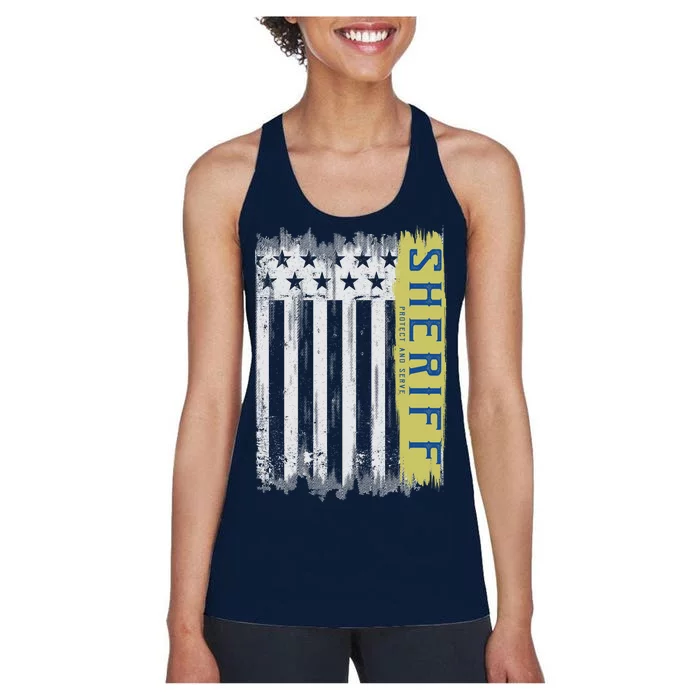 Sheriff American Flag Protect And Serve Women's Racerback Tank