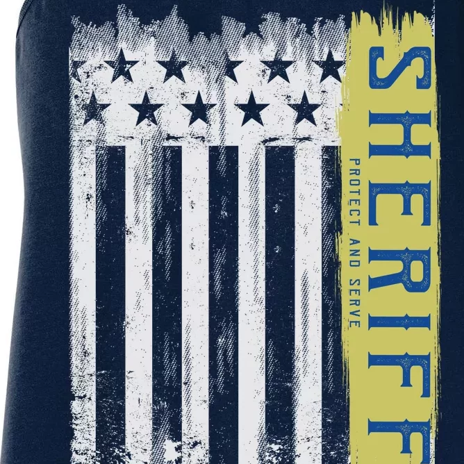 Sheriff American Flag Protect And Serve Women's Racerback Tank