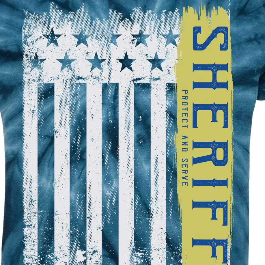 Sheriff American Flag Protect And Serve Kids Tie-Dye T-Shirt