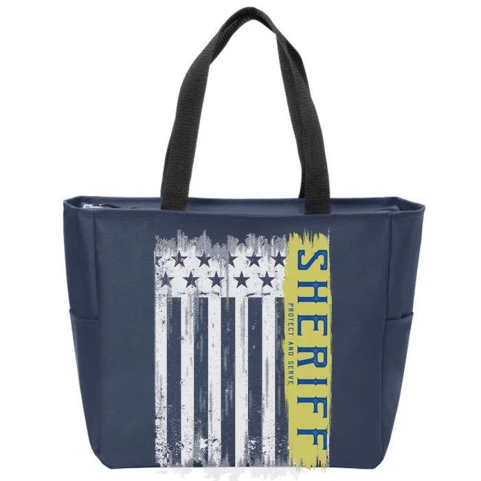 Sheriff American Flag Protect And Serve Zip Tote Bag