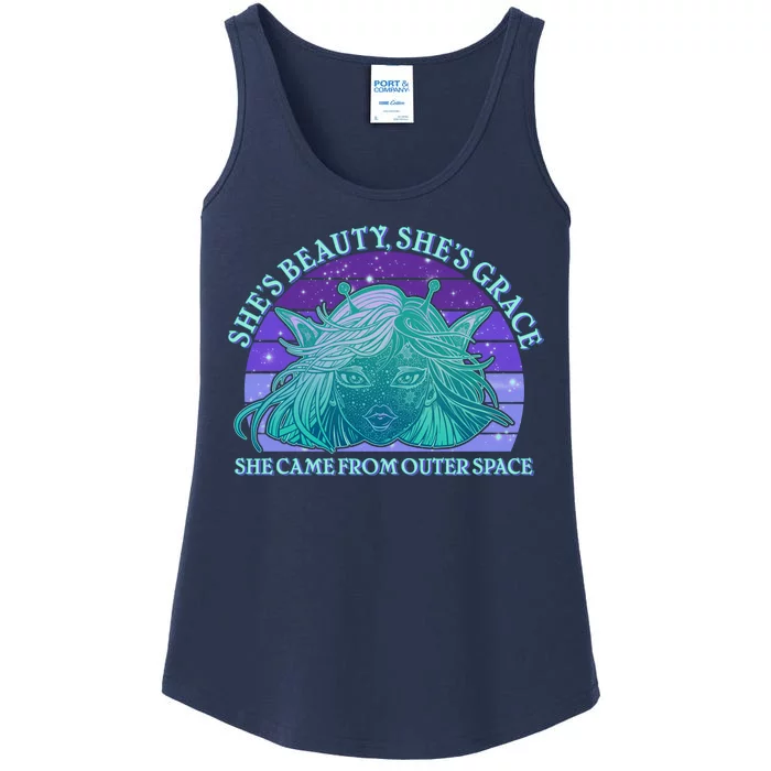 She's Beauty She's Grace She Came From Outer Space Ladies Essential Tank