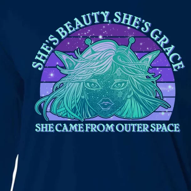 She's Beauty She's Grace She Came From Outer Space Cooling Performance Long Sleeve Crew