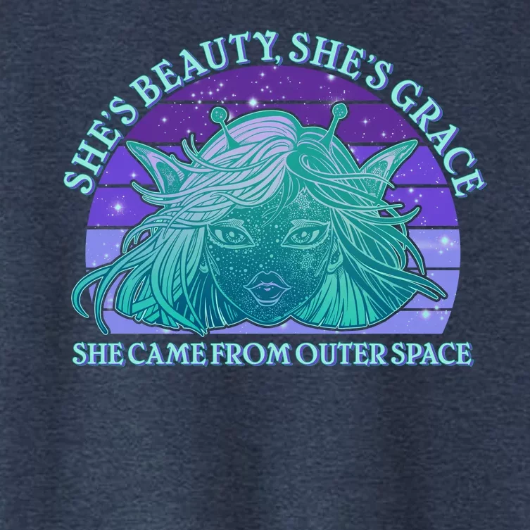 She's Beauty She's Grace She Came From Outer Space Women's Crop Top Tee