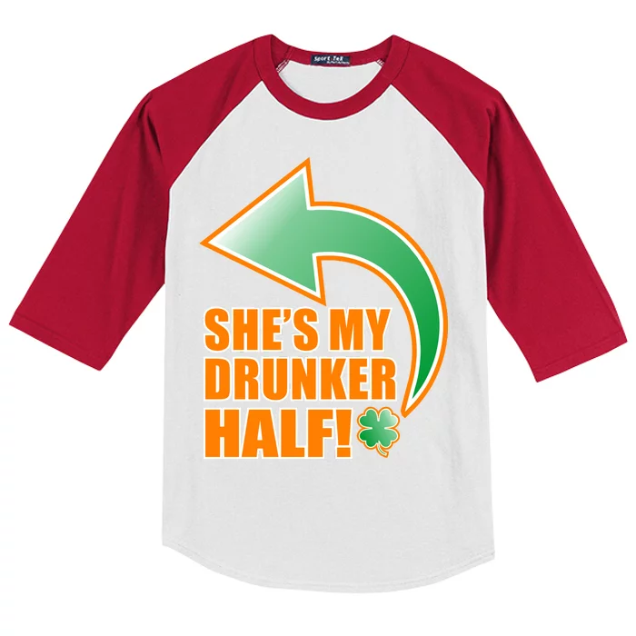 She's My Drunker Half Funny St. Patrick's Day Drinking Kids Colorblock Raglan Jersey