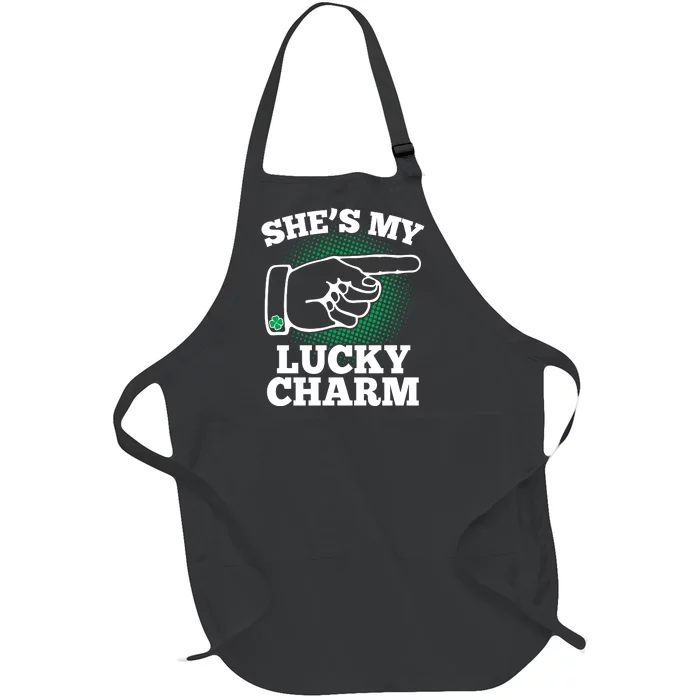 She's My Lucky Charm St Patrick's Day Matching Couples Full-Length Apron With Pocket