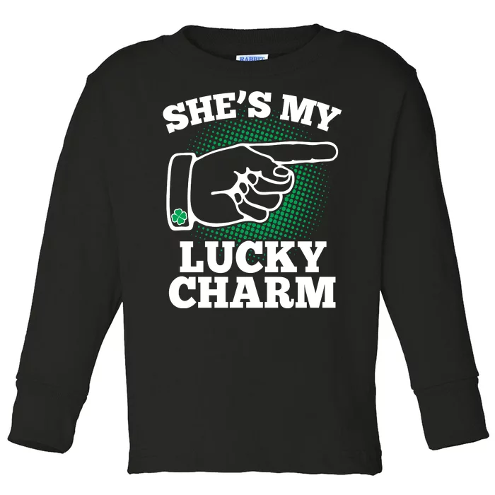 She's My Lucky Charm St Patrick's Day Matching Couples Toddler Long Sleeve Shirt