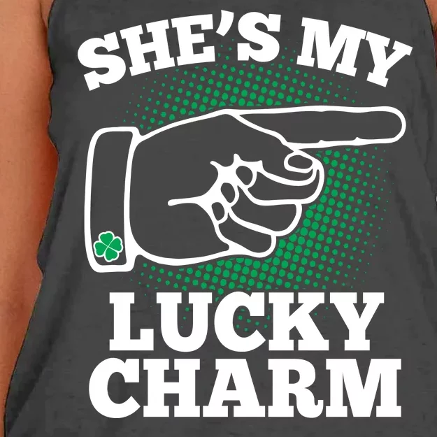 She's My Lucky Charm St Patrick's Day Matching Couples Women's Knotted Racerback Tank