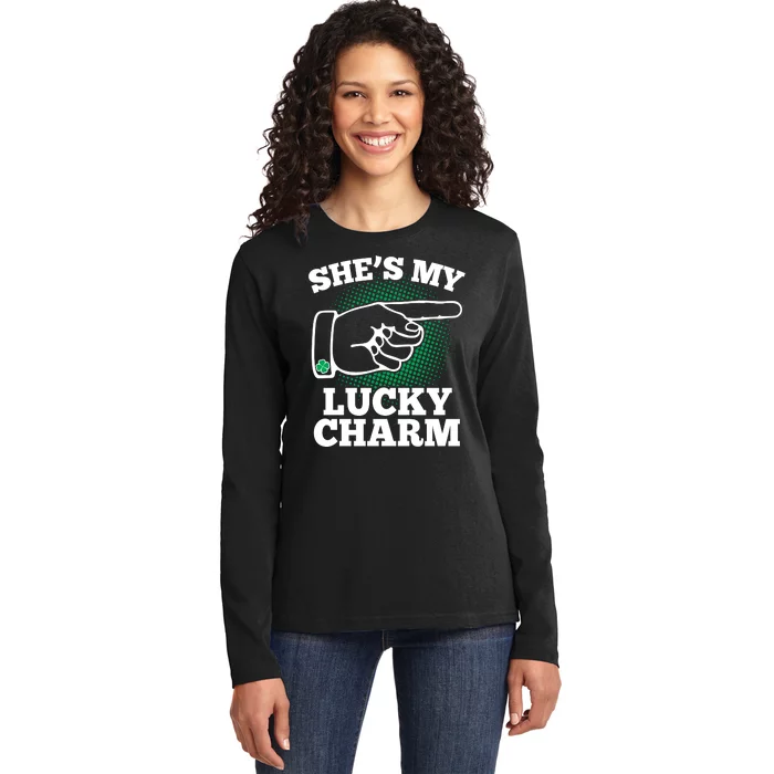 She's My Lucky Charm St Patrick's Day Matching Couples Ladies Long Sleeve Shirt