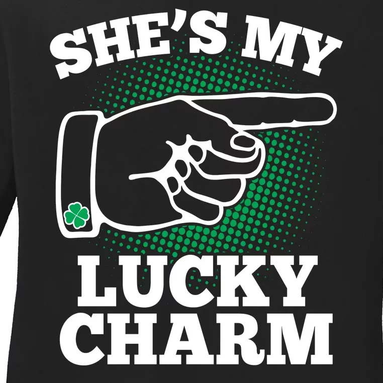 She's My Lucky Charm St Patrick's Day Matching Couples Ladies Long Sleeve Shirt