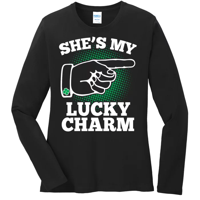 She's My Lucky Charm St Patrick's Day Matching Couples Ladies Long Sleeve Shirt