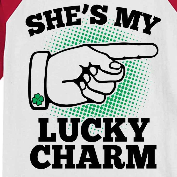 She's My Lucky Charm St Patrick's Day Matching Couples Kids Colorblock Raglan Jersey