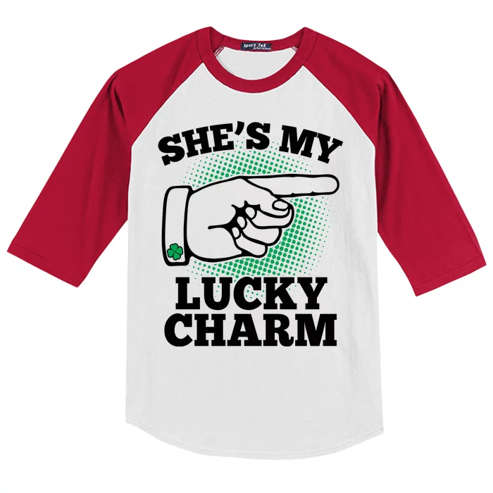 She's My Lucky Charm St Patrick's Day Matching Couples Kids Colorblock Raglan Jersey