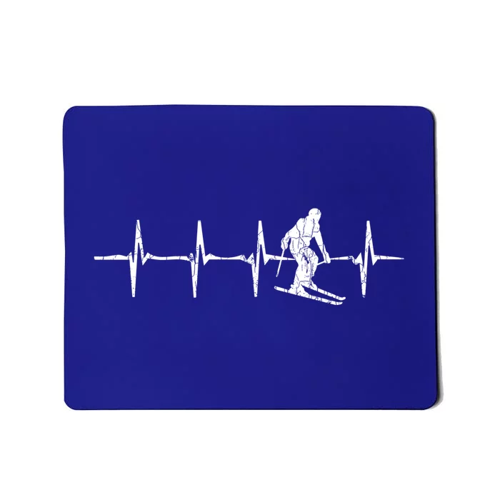 Ski Heartbeat Funny Vintage Skiing Skier Adventure Graphic Gift Mousepad