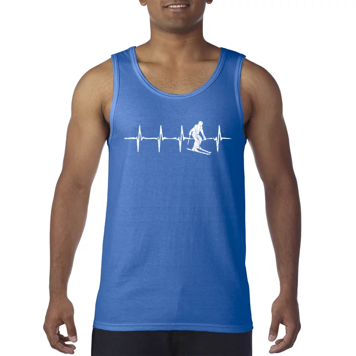 Ski Heartbeat Funny Vintage Skiing Skier Adventure Graphic Gift Tank Top