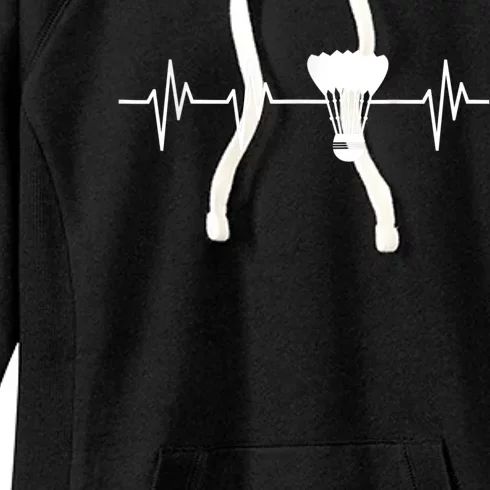 Shuttlecock Heartbeat Funny Badminton Player Women's Fleece Hoodie