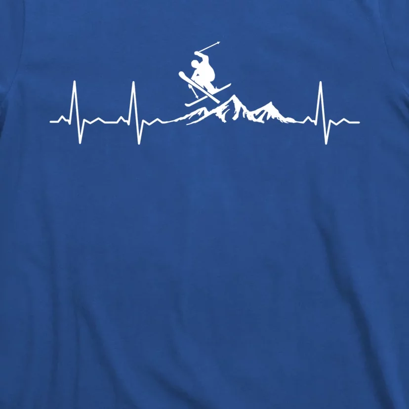 Skiing Heartbeat Funny Gift For Ski Lovers Meaningful Gift T-Shirt