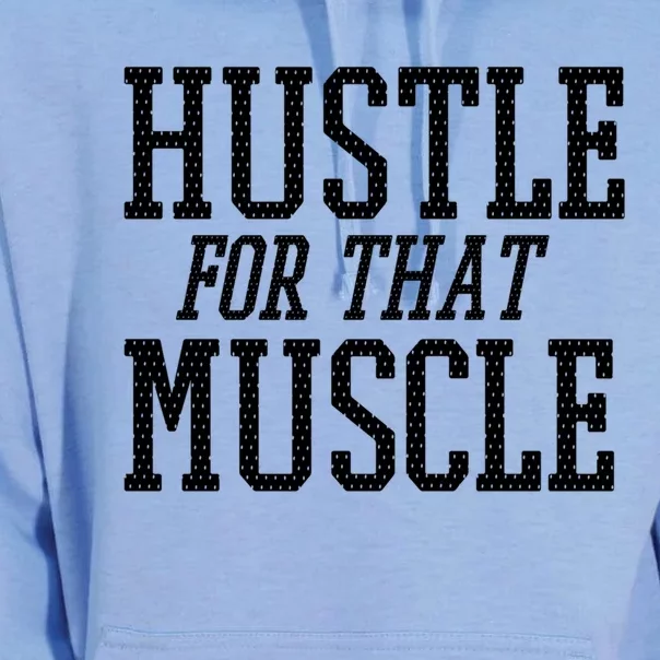 Simple  Hustle For That Muscle  White Sports Text Designed Gift Unisex Surf Hoodie