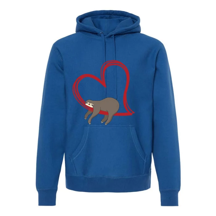 Sloth Heart Funny Gift Love Sloths Funny Gift Funny Gift Premium Hoodie