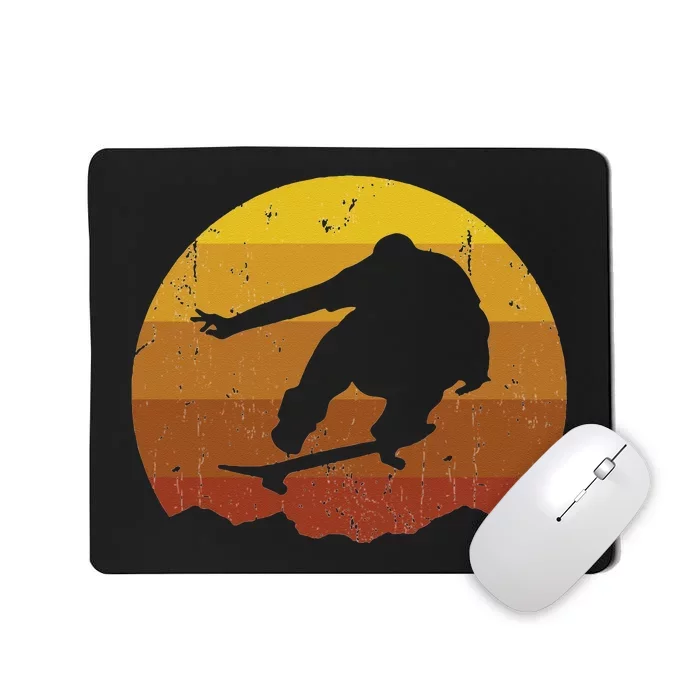 Skaters Having Fun Retro Sunset Skateboard Gift N Skaters Mousepad