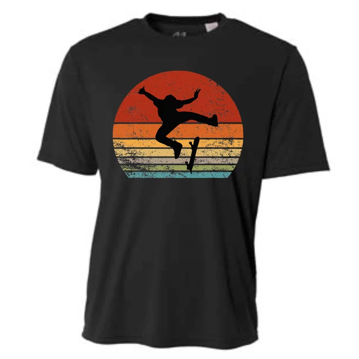 Skaters Having Fun Retro Sunset Skateboard Gift N Skaters Cooling Performance Crew T-Shirt