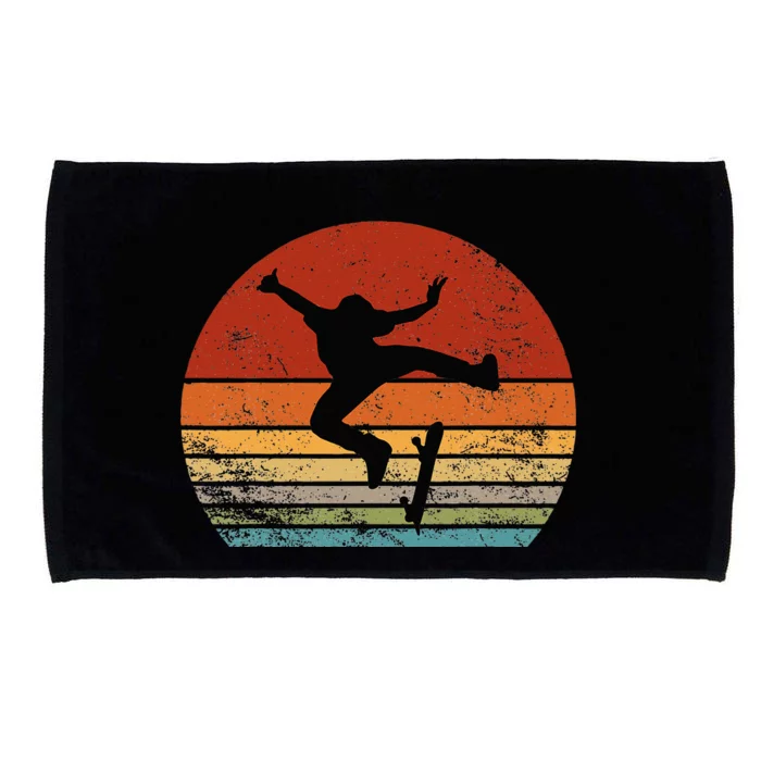 Skaters Having Fun Retro Sunset Skateboard Gift N Skaters Microfiber Hand Towel