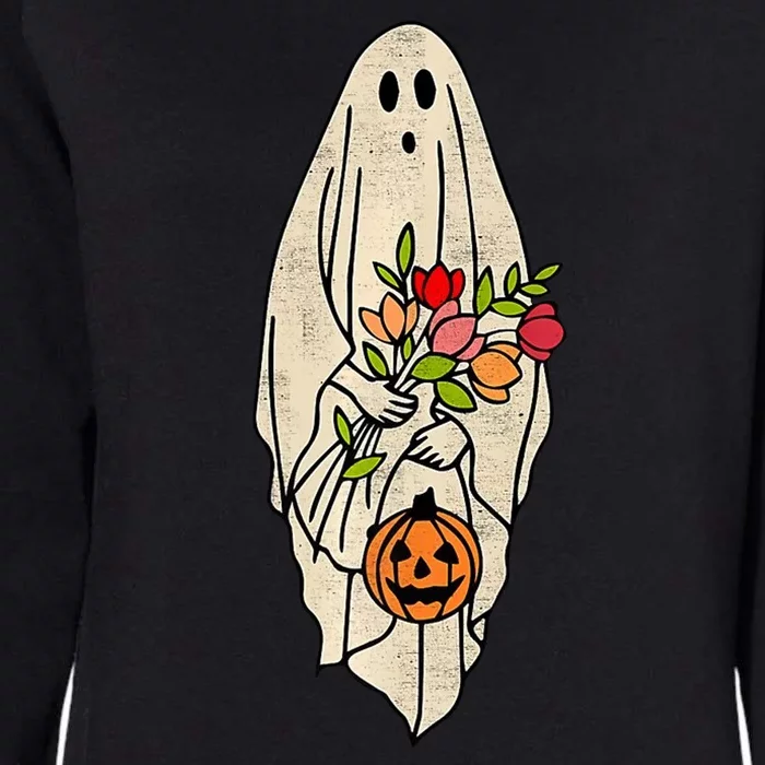 Spooky Halloween Floral Ghost Womens California Wash Sweatshirt