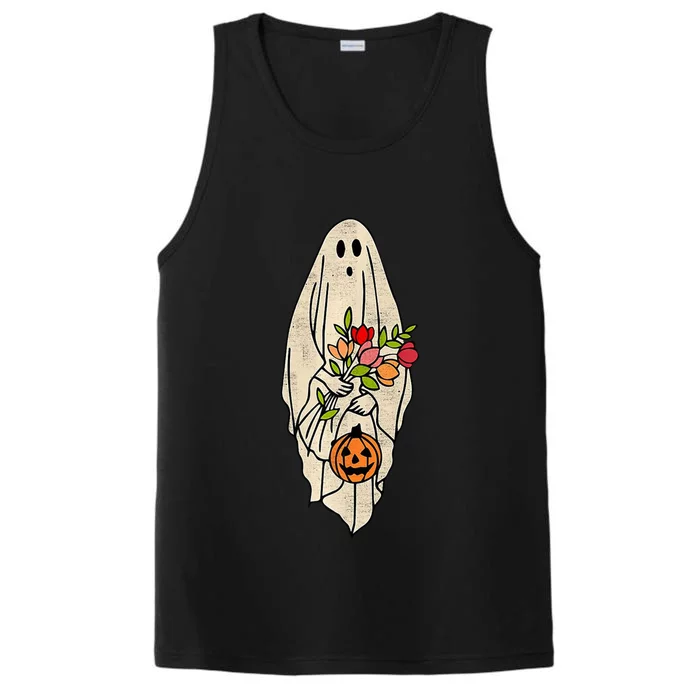 Spooky Halloween Floral Ghost Performance Tank