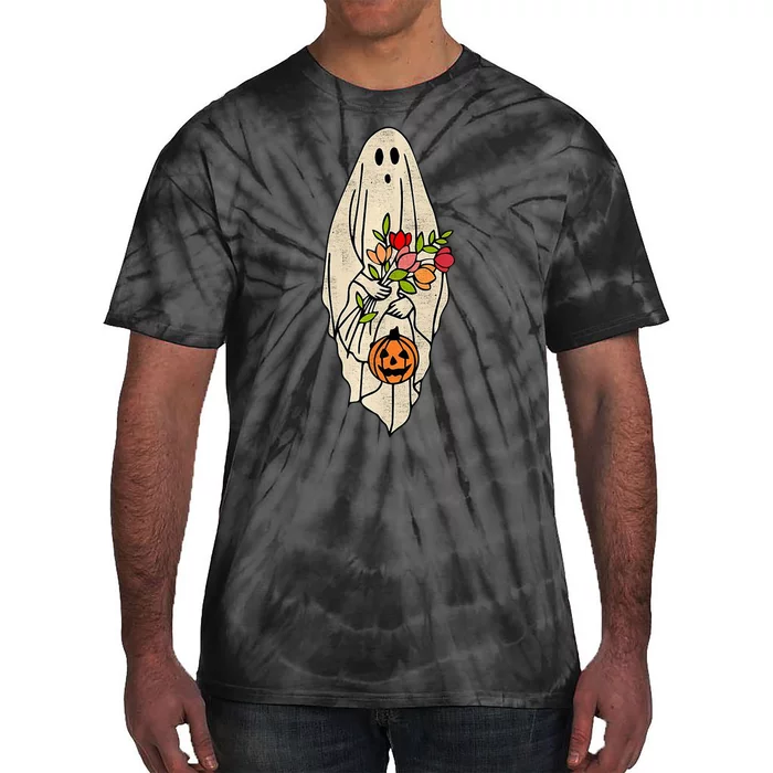 Spooky Halloween Floral Ghost Tie-Dye T-Shirt