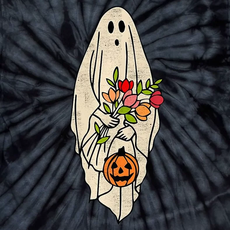 Spooky Halloween Floral Ghost Tie-Dye T-Shirt