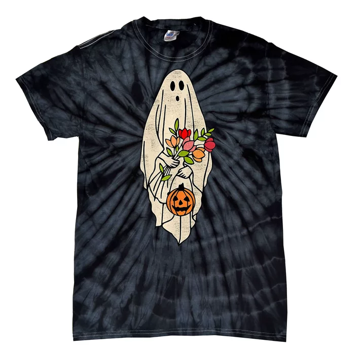 Spooky Halloween Floral Ghost Tie-Dye T-Shirt