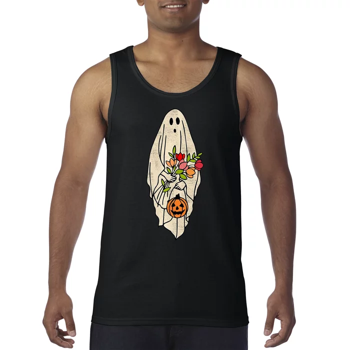 Spooky Halloween Floral Ghost Tank Top