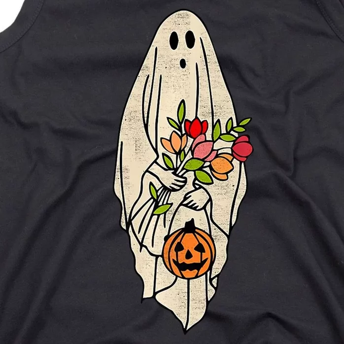 Spooky Halloween Floral Ghost Tank Top